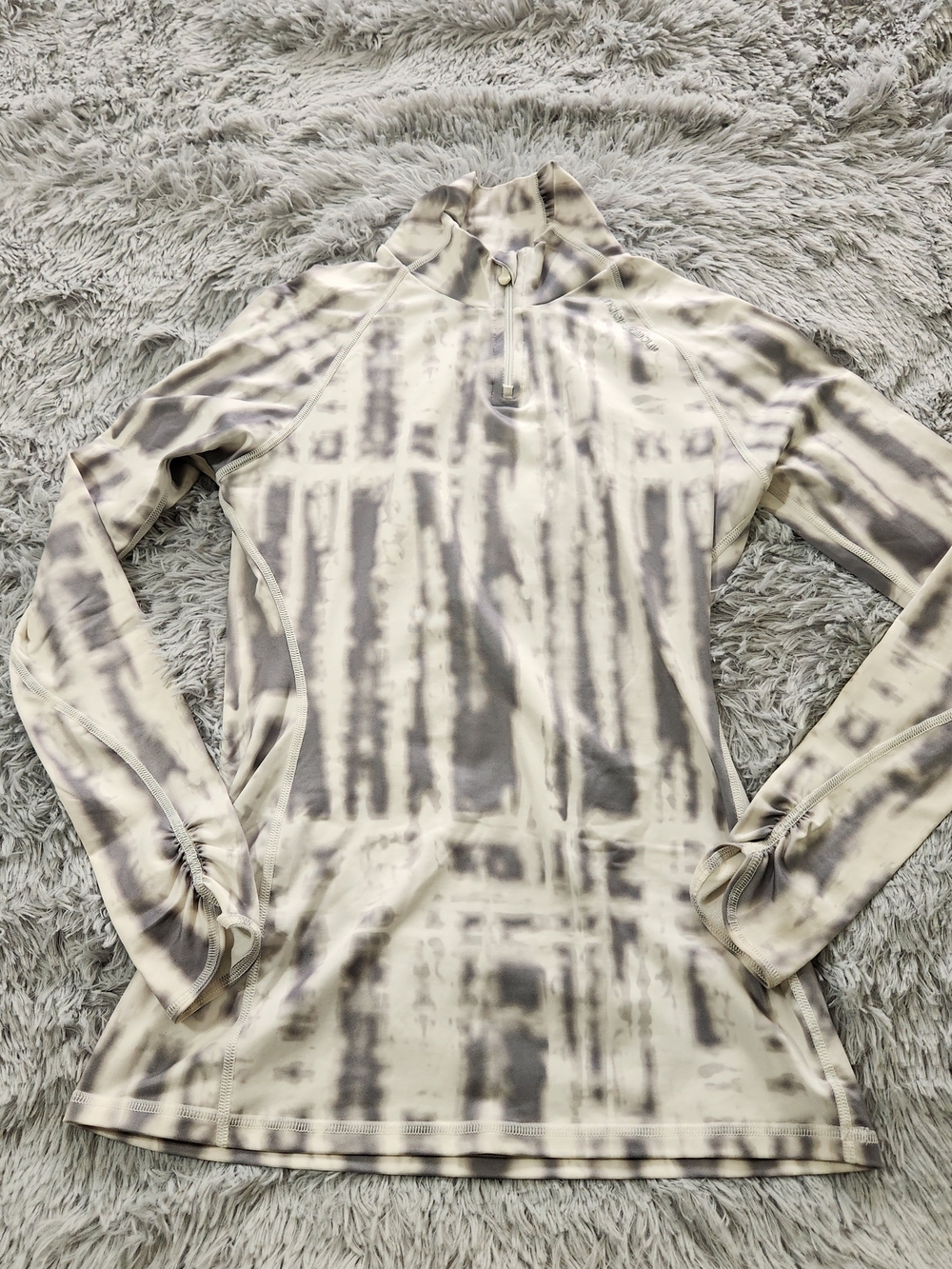 Under Armour Gray and White Tie Dye ColdGear Long Sleeve Quarter Zip Shirt